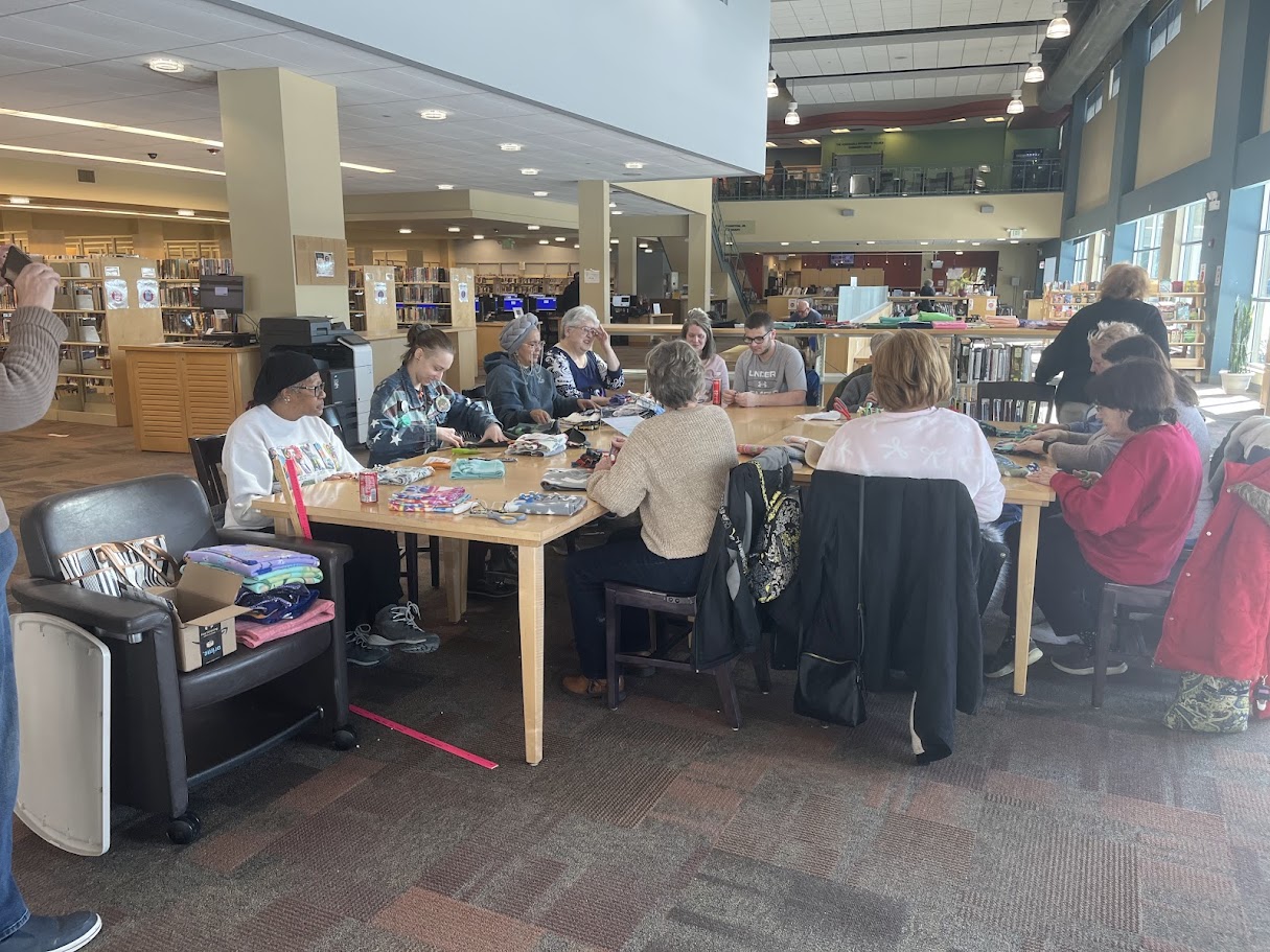 A picture of patrons at an adult program at the Penn Hills Library.
